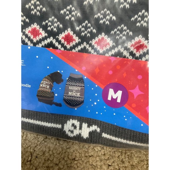 Medium M Dog sweater NAUGHTY OR NICE design - Picture 1 of 4